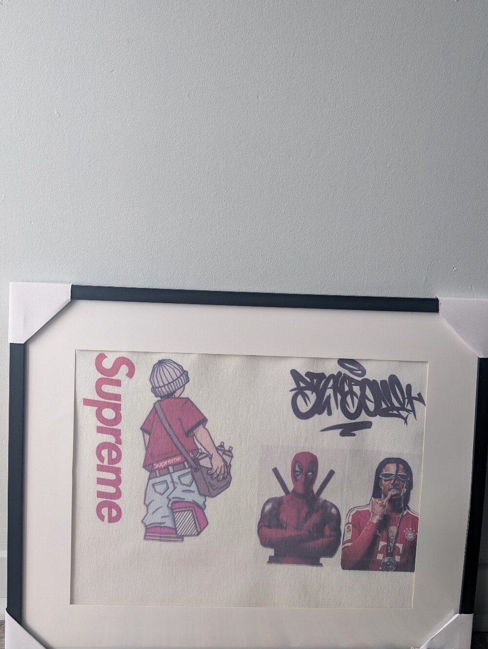 Supreme X Deadpool X Olise Red And Black Street Art Collage Print